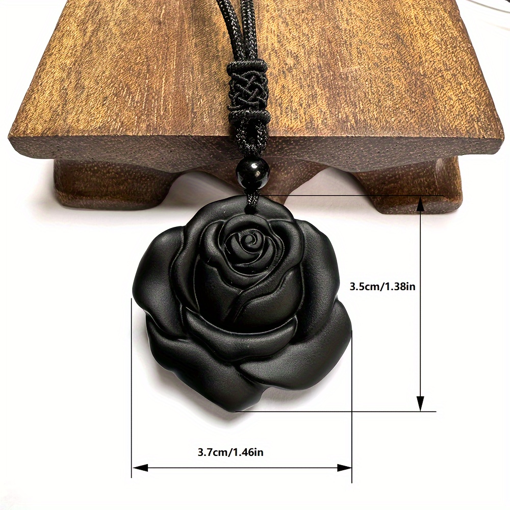 Obsidian Rose Flower Pendant